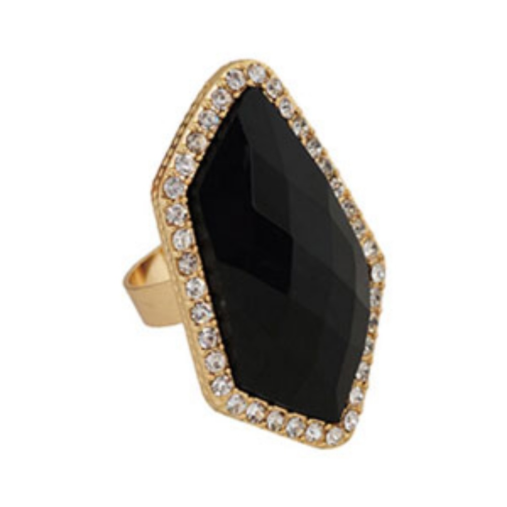 Black & Clear Stone Statement Ring